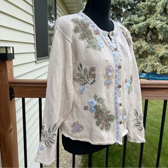 Women’s Vintage Jantzen Classics Cardigan Sweater Hand Embroidered Large * READ* - Picture 3 of 14